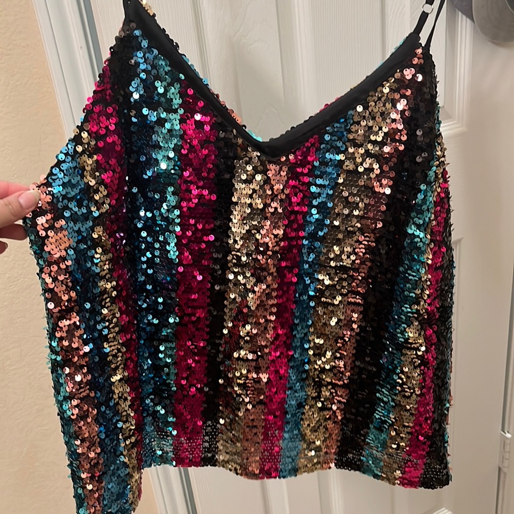 New Sequin Multi colored top from Francesca’s Size XL